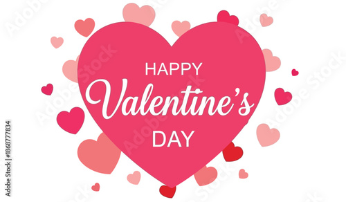 Happy valentines day greeting card with heart design and colorful hearts around it