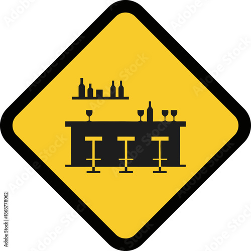 Iconic Bar Silhouette Symbol for Nightlife Entertainment and Refreshment in a Modern Design