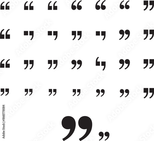 Collection of various quotation marks symbols for typography design