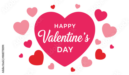 Happy valentines day greeting card with hearts