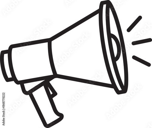 Megaphone icon outline vector graphic communication symbol