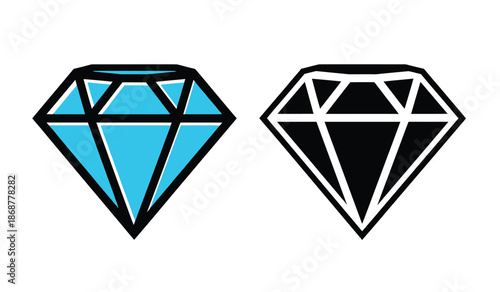 Two diamond shapes in black and blue