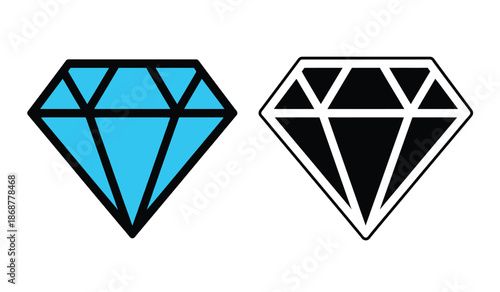 Two colorful diamond shapes in black and blue