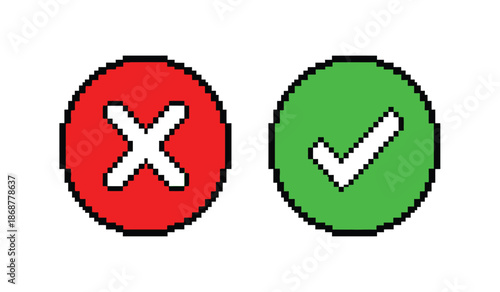 Check mark and cross icons in red and green circles
