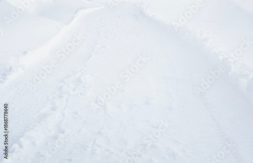 White snowy road close up