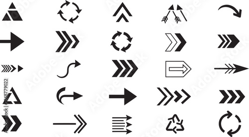 Black arrow collection set of different flat directional icons icons