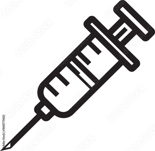 Medical syringe icon for health care and vaccination concept design