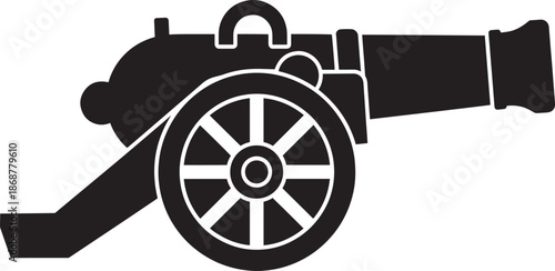 Artillery cannon weapon silhouette for historic war design element