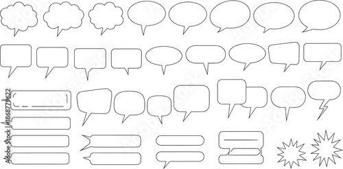 Speech bubble collection with various shapes for comic conversation