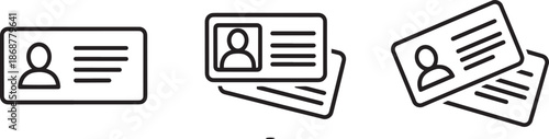 Linear icons of identity cards and business identification badges