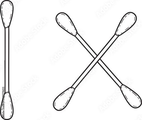 Illustration of cotton swabs for personal hygiene and medical care