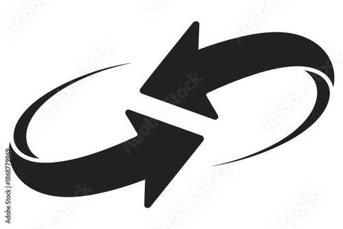 Interchangeable arrows in a continuous loop symbol representing renewal, cycles, and a two-way process
