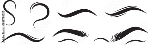 Set of decorative black swirl vector elements for graphic flourish