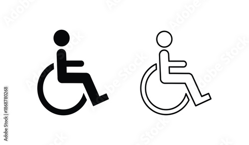 Black and white wheelchair icons for accessibility and disability symbol