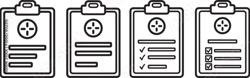 Clipboard with medical record and checklist icons