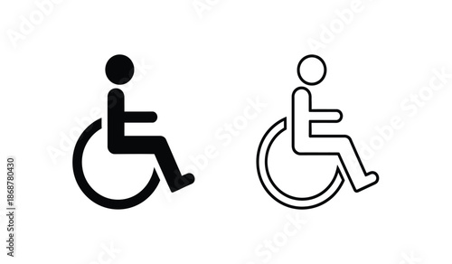 Black and white wheelchair icons for accessibility and disability symbol