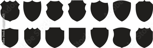 Shield security icon set, protection symbols, security icon with check mark and lock sign