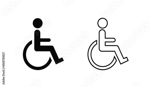 Black and white wheelchair icons for accessibility and disability symbol