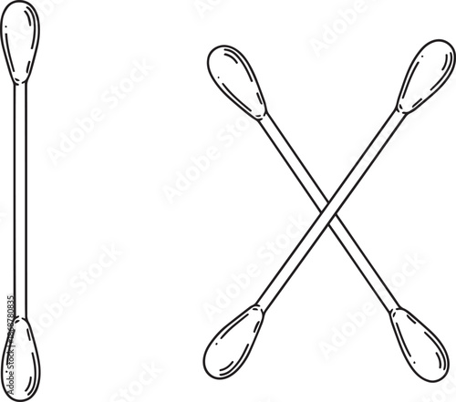 Detailed line art illustration of cotton buds for personal hygiene