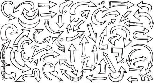 Hand drawn sketchy arrow collection for infographic design elements