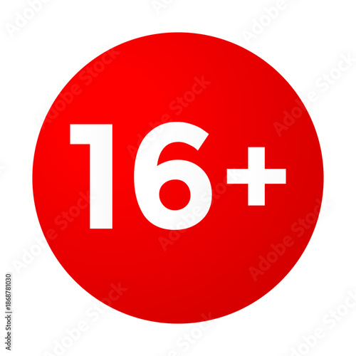 Mandatory 16 Plus Age Restriction Warning Red Icon