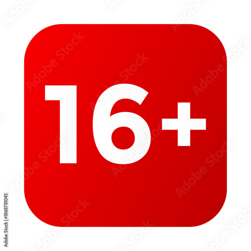 Red Rounded Square 16 Plus Age Restriction Icon