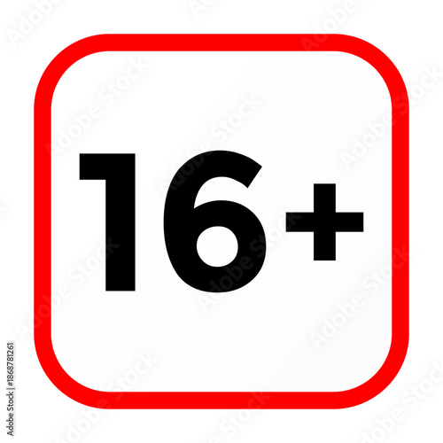 Minimalist Age Restriction Symbol 16 Plus Rating Icon