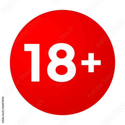 Red 18+ Age Restriction Warning Symbol on White Background