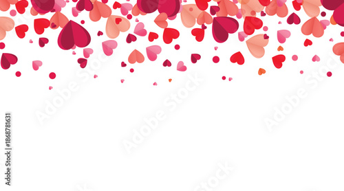 Colorful heart shapes in various sizes and shades