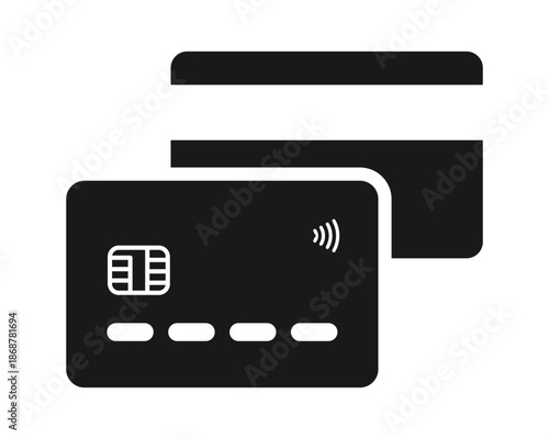 Credit Card Payment Method Icons - Minimalist Black and White Contactless Card Vector Graphics