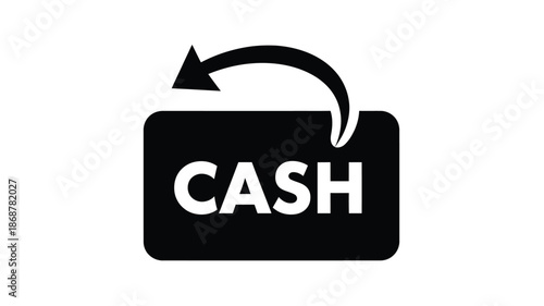 Black card with the word cash and an arrow pointing towards it