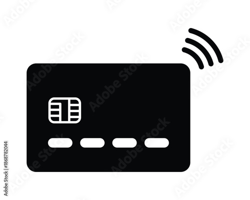 Contactless Credit Card Icon - Minimalist EMV Chip and Signal Payment Vector