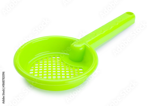 фотографія Plastic sifter isolated on white. Children's beach toy