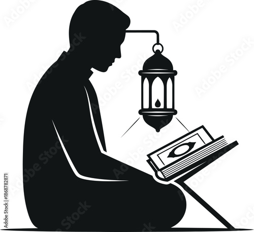 Ramadan nighttime quran reading with lantern light