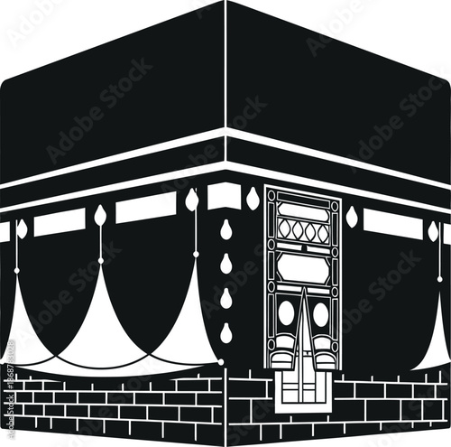 Ramadan mubarak kaaba sharif mecca holy mosque illustration