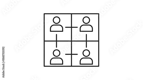 Simple diagram of a volleyball court with player positions indicated by stick figures