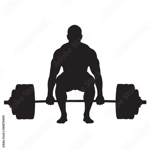 Weightlifter Silhouette Vector Lifting Barbells Gym Workout Strength Exercise Powerlifting Bodybuilding Fitness Training Muscular Man Illustration