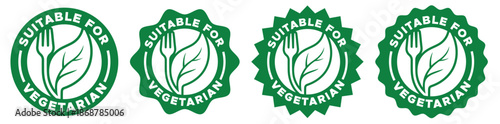 Suitable for Vegetarians Green Stamp Icons – Circular Vegan Friendly Symbol Set	