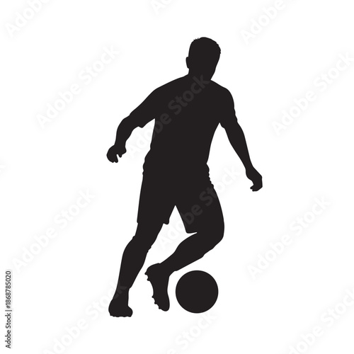Soccer Player Dribbling Ball Silhouette Sport Competition Game Athlete Training Kick