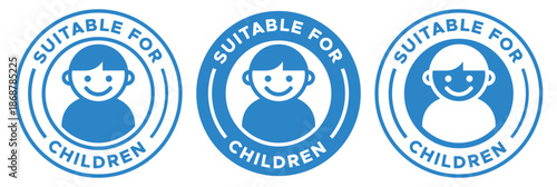 Suitable for Children badges, Label with Kids Friendly Baby Safe Approved Icon Vector