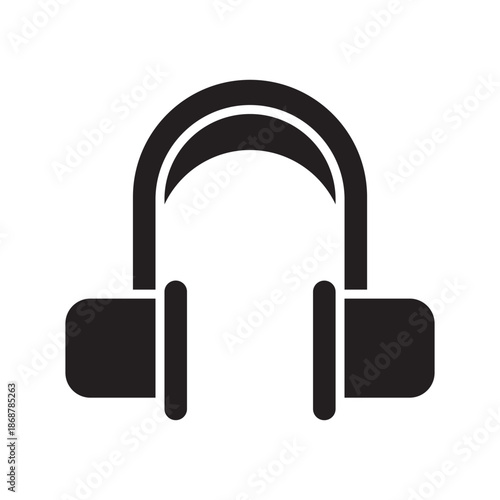 Black headphones icon immersive audio music sound Digital listening device for entertainment communication leisure
