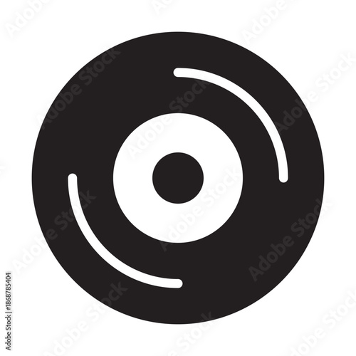 Black White Compact Disc Icon Retro Music Media Data Storage Symbol Minimalist Digital Audio Entertainment Technology