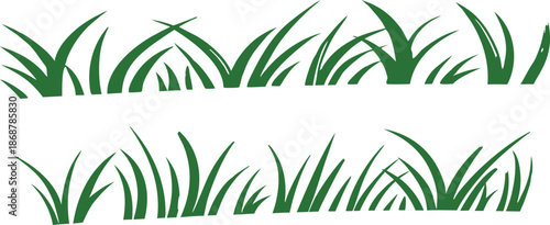 Green grass silhouette set on a white background for natural and design projects. Vector grass border illustration perfect for landscaping themes. Ideal for spring, garden, or nature graphics.