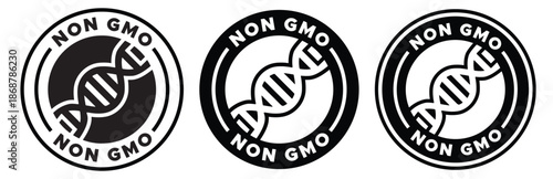Non-GMO Food and Product Label and Badge Vector – Organic and Health Certification Icon