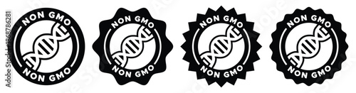 Non-GMO Food and Product Label and Badge Vector – Organic and Health Certification Icon