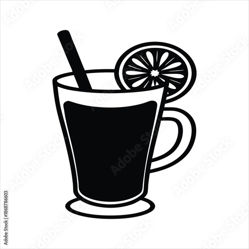 Coffee Latte Cartoon Black White Vector