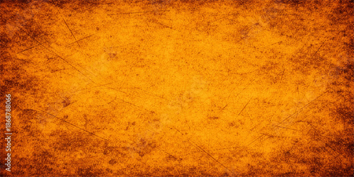 Antique aged parchment with a dirty grunge texture and stained yellow pattern creates a vintage brown paper background design for an ancient art surface backdrop