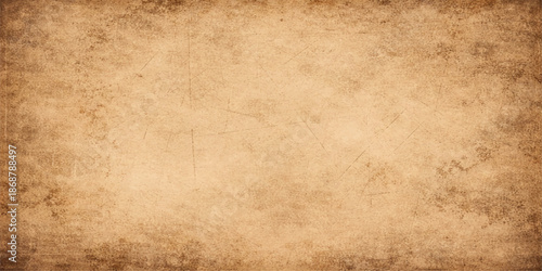 A blank vintage sheet of aged parchment with a worn grunge paper texture and stained antique brown pattern creates a retro background for a dirty ancient manuscript design