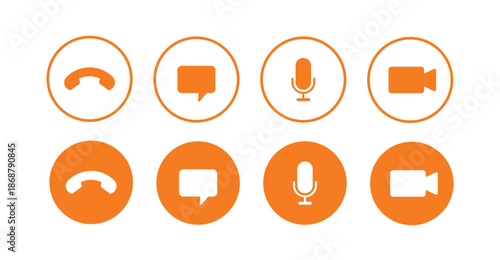 Orange Communication Icons for Video Calls audio call isolated on transparent background