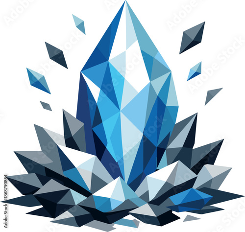 Crystal Savings Symbol. Low-poly vector illustration focused on a crystal metaphor for long-term savings, faceted polygonal